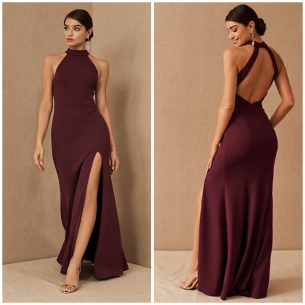 NWT BHLDN Anthropologie Halter Crepe Maxi Dress Size 10